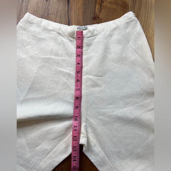 2/$30 Pure Linen White Capri Pants Coastal Casual Contemporary Zipper FLAW - Picture 9 of 10